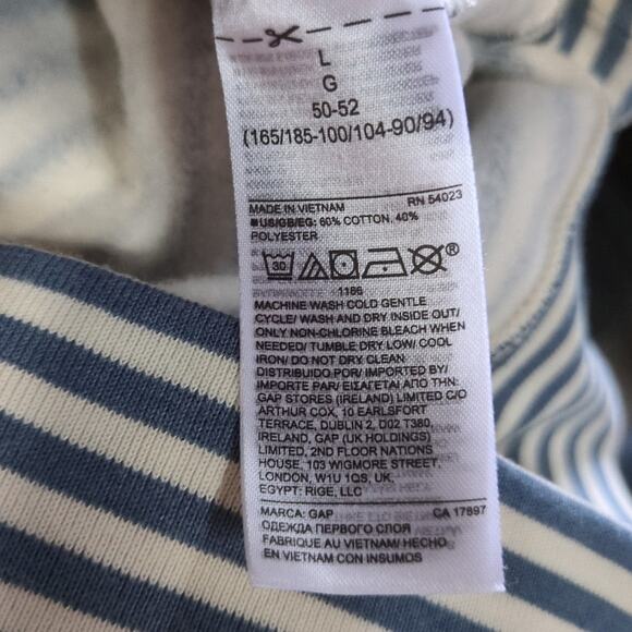 Gap Crewneck Sweater Womens L Sweatshirt White Striped Oversized Y2K Preppy - Picture 6 of 8